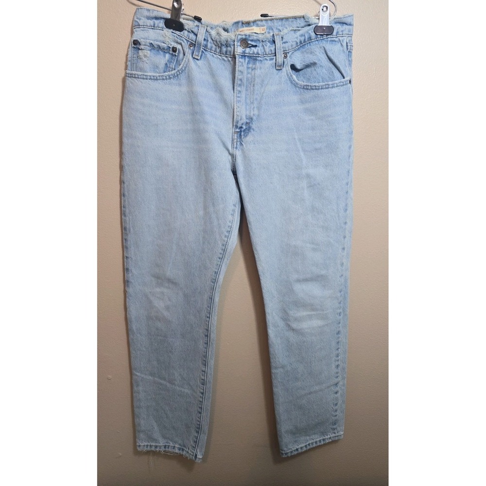LEVI'S (BIG E)  Middy‎ Straight Distressed Jeans Womens 32x31 Light Wash  Denim